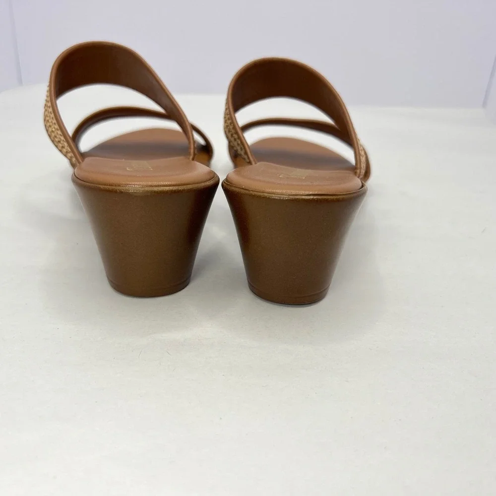 Toscanella Mimma Wedge Sandals Womens‎ 6 Made In Italy Two Strap Slides Coastal